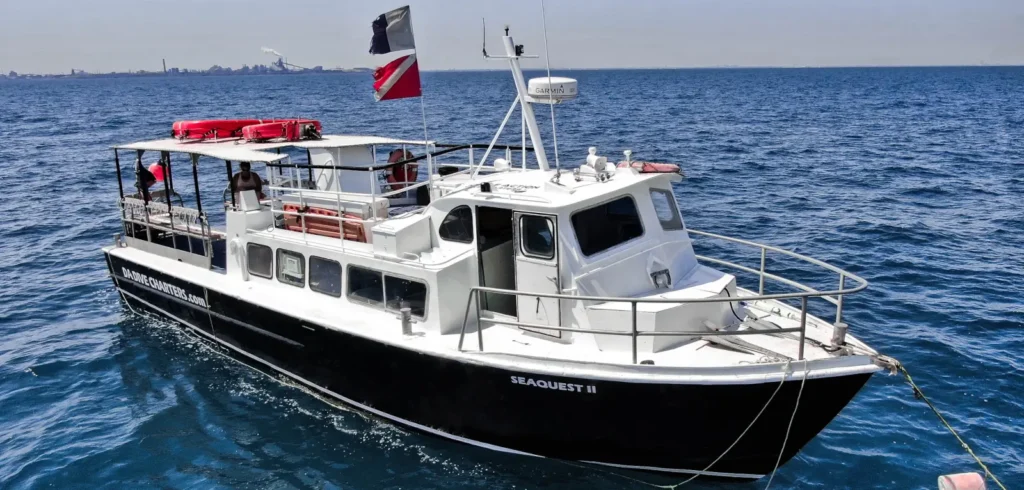 The SeaQuest II Charter Boat in the water