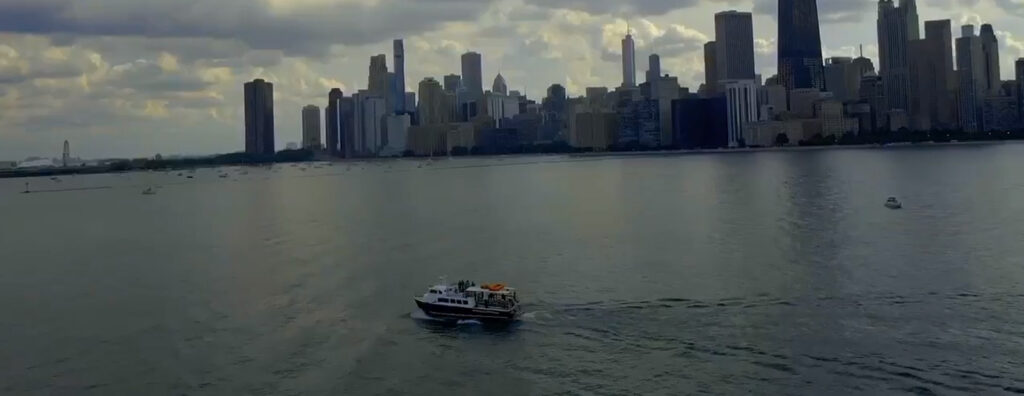 Chicago harbor on a cloudy day